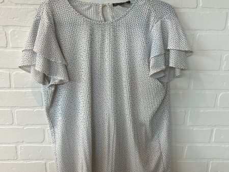 Top Short Sleeve By Adrianna Papell In Black & White, Size: M For Sale