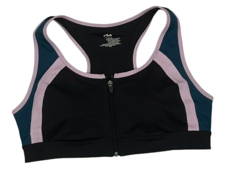 Athletic Bra By Fila In Black & Purple, Size:L For Sale