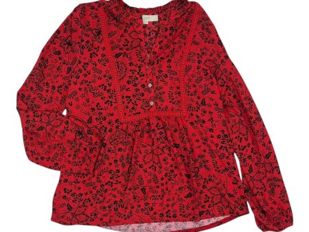 Blouse Ls By Loft In Red, Size:M Online now