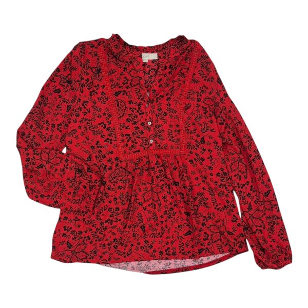 Blouse Ls By Loft In Red, Size:M Online now