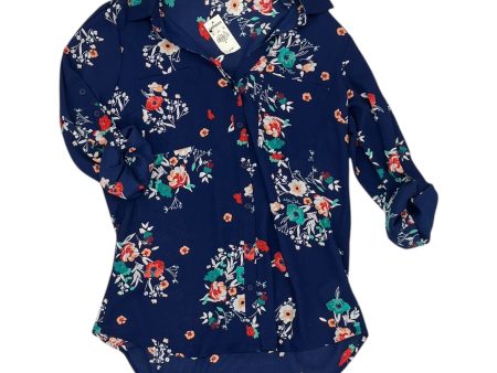 Blouse Ls By Express In Blue, Size:M For Cheap