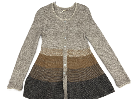 Sweater Cardigan By Free People In Grey & Tan, Size: M Hot on Sale