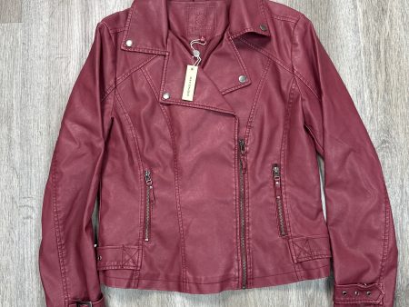 Jacket Moto By Max Studio In Maroon, Size: L Hot on Sale