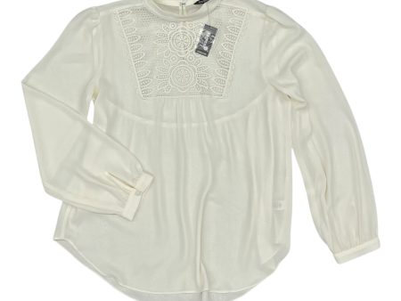 Blouse Ls By Express In Cream, Size:M For Cheap