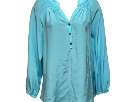 Elsa Silk Top Long Sleeve Designer By Lilly Pulitzer In Blue, Size: S Hot on Sale