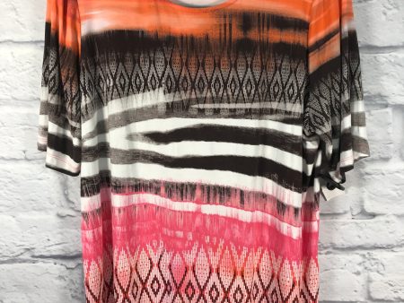 Top 3 4 Sleeve By Chicos In Orange & Pink, Size: Xl For Sale