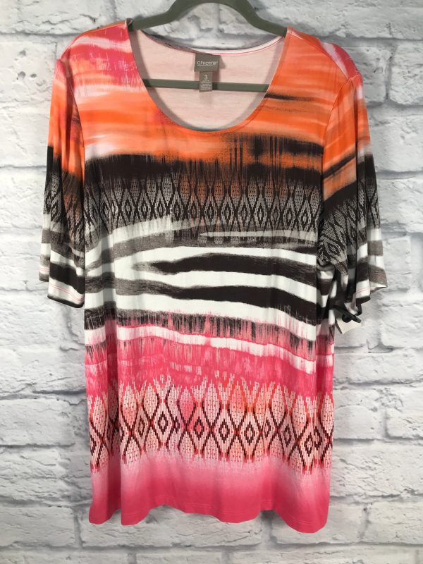 Top 3 4 Sleeve By Chicos In Orange & Pink, Size: Xl For Sale