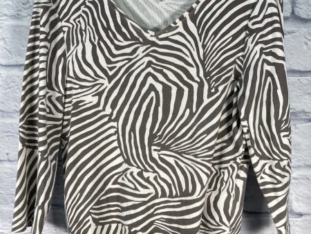 Top 3 4 Sleeve Basic By Chicos In Grey & White, Size: M Fashion