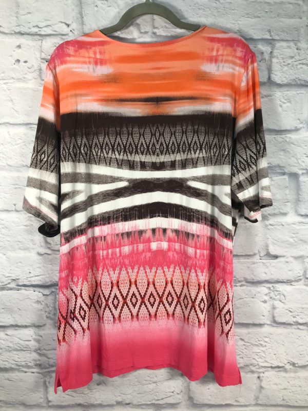 Top 3 4 Sleeve By Chicos In Orange & Pink, Size: Xl For Sale