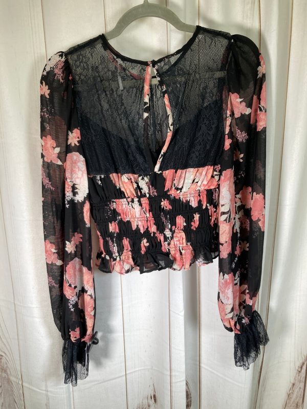 Black & Pink Top Long Sleeve Free People, Size S Online Hot Sale