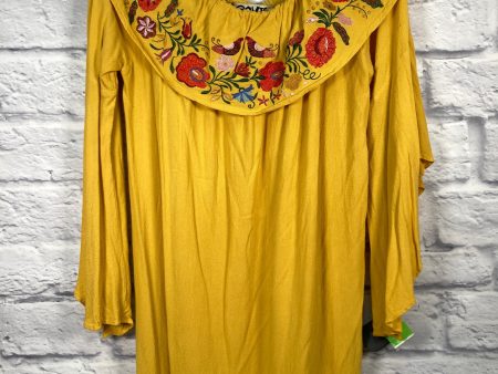 Green & Yellow Top Long Sleeve Clothes Mentor, Size L Online now