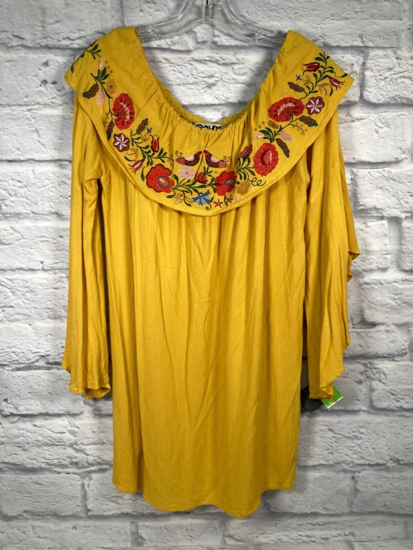 Green & Yellow Top Long Sleeve Clothes Mentor, Size L Online now