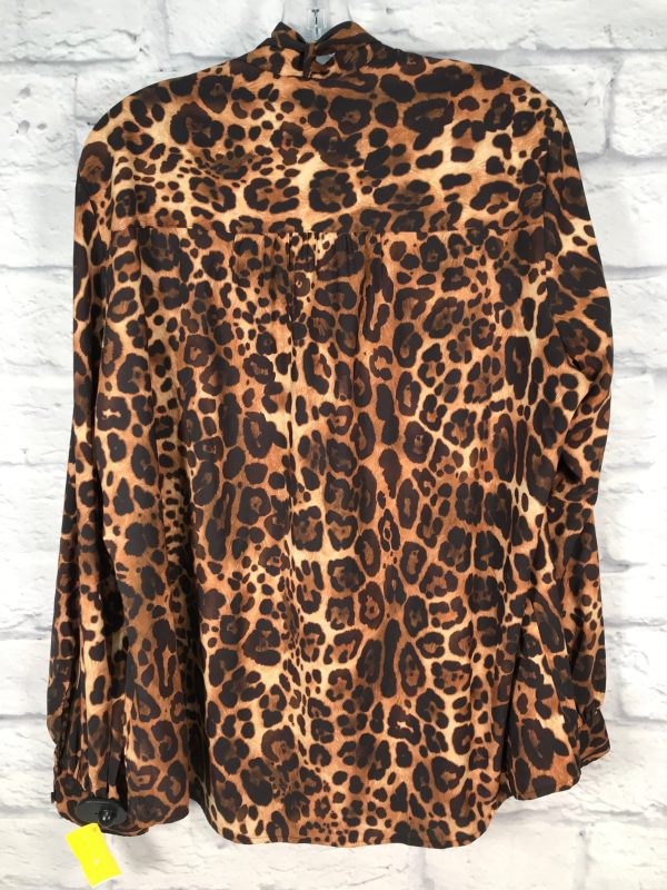 Blouse Long Sleeve By Express In Animal Print, Size: Xl Cheap