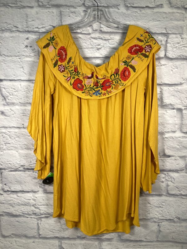 Green & Yellow Top Long Sleeve Clothes Mentor, Size L Online now