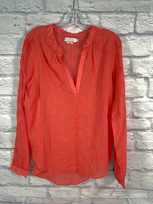 Pink Top Long Sleeve Velvet By Graham & Spencer, Size M Online Hot Sale